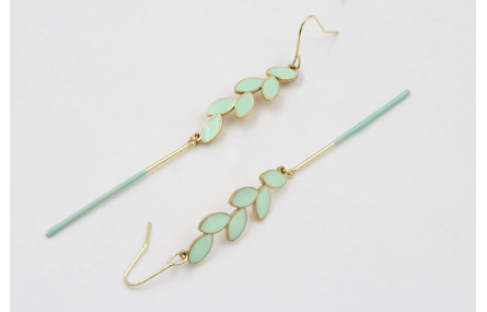 Pendientes acero inoxidable gancho rama pétalos es