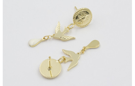 Pendientes acero inoxidable perno disco sol con pa