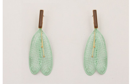 Pendiente listón esmalte marrón colgantes alas lib