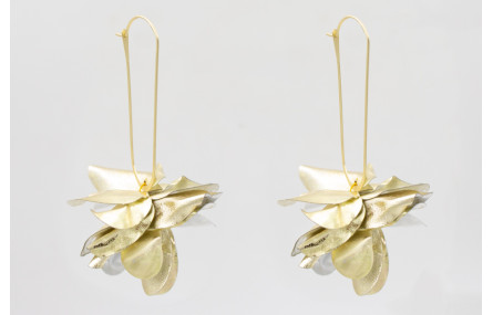 Pendientes eslabón dorado mate con burruño de lent