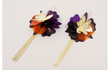 Pendientes eslabón con flores de lentejuela dorada