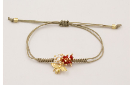 Pulsera cordón verde piedra nudo serpiente con bur