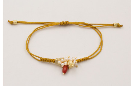 Pulsera cordón marrón claro nudo serpiente con bur