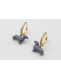 Pendientes perno cristales con perro SALCHICHA pin
