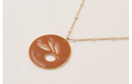 Solitario cadena eslabón plano dorado mate con per