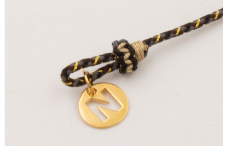 Pulsera driza negra,dorada,gris con nudo falso mac