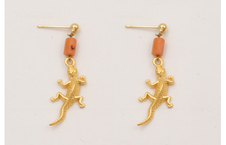 Pendientes  ORO-18K-3MICRAS perno bolita colgante 
