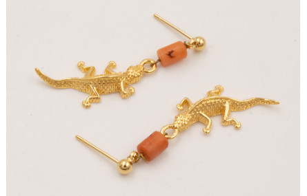 Pendientes  ORO-18K-3MICRAS perno bolita colgante 