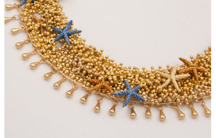 Collar cadena de bolas triple y cadena de pivotes