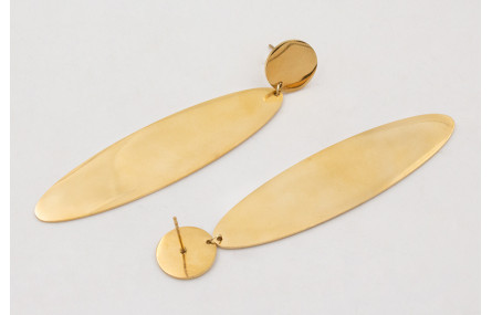 Pendientes ACERO perno redondo y ovalo dorado