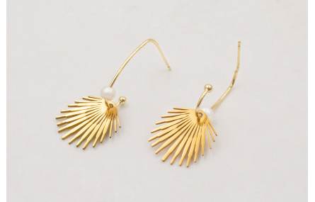 Pendientes ACERO perno aro ovalado con concha y pe