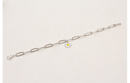 Pulsera cadena ACERO plateada eslabon pequeño con 