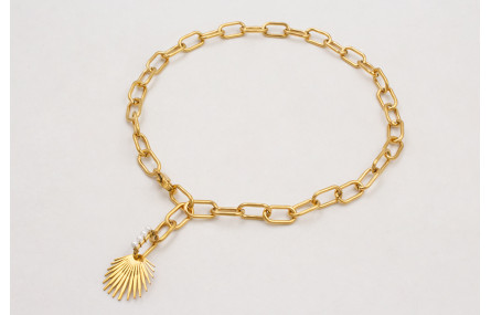 Collar ACERO cadena dorada eslabones,eslabon cosid