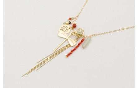 Collar cadena eslabón pequeño con colgante libélul