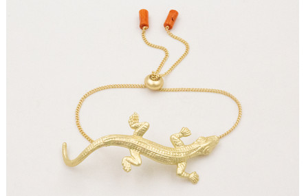 Pulsera cadena eslabón pequeño dorado mate con lag