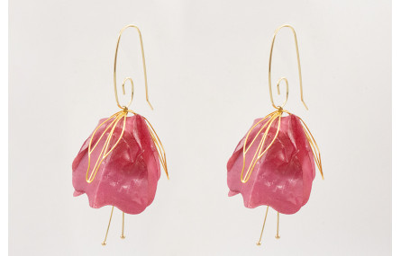 Pendientes gancho dorado brillo con casquilla lent