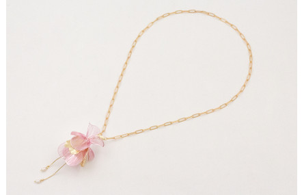 Collar cadena  eslabón alargado con colgante flore