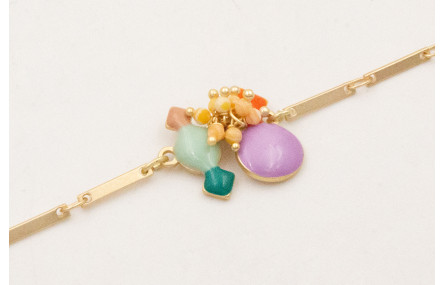 Pulsera cadena listones con centro esmaltitos y bu