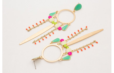 Pendientes perno gota esmaltada turquesa con aro 6