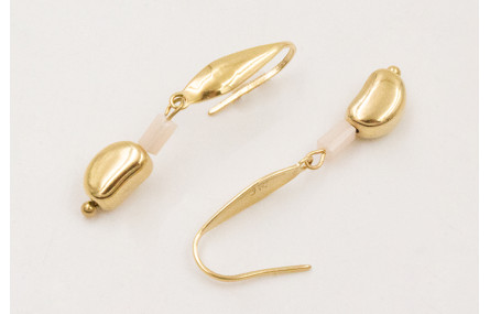 Pendientes ACERO INOX. Perno gota con pepita tran