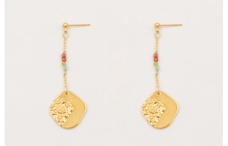 Pendientes ORO 18K. Cadena eslabón pequeño con col