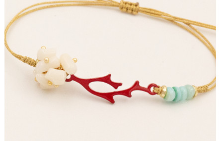 Pulsera hilo dorado con nudo serpiente con burruño