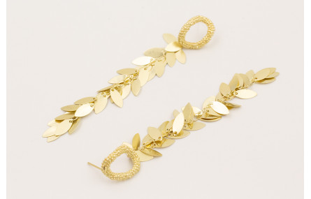 Pendientes perno aro pata pulpo dorado mate con ca