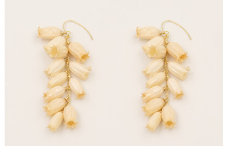 Pendientes gancho sncillo dorado mate con cascada 