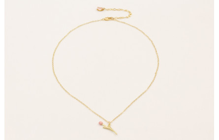 Solitario cadena eslabón pequeña dorada mate con c