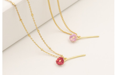 Solitario cadena eslabón pequeña dorada mate con c