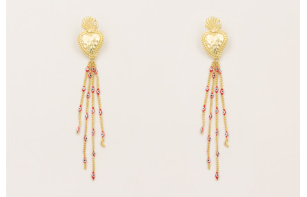 Pendientes sagrado corazón dorado mate con colgant