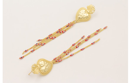 Pendientes sagrado corazón dorado mate con colgant