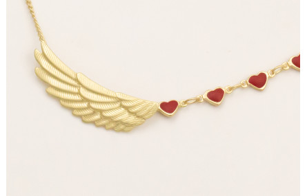 Collar cadena eslbón plano dorado mate y cadena de