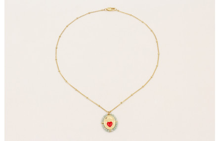 Solitario cadena microbola dorada mate con colgant