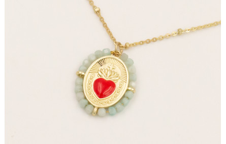 Solitario cadena microbola dorada mate con colgant