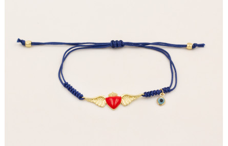 Pulsera hilo azul marino con nudo serpiente, pieza