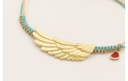 Pulsera hilo dorado metalico y menta con nudo serp