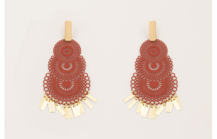 Pendientes perno listón plano con filigrana esmalt