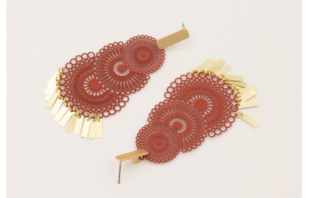 Pendientes perno listón plano con filigrana esmalt