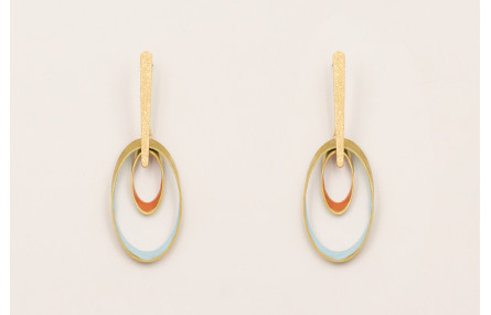 Pendientes lámina satinada con ovalos biselados es