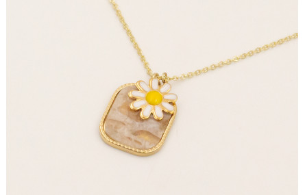 Collar cadena acero inoxidable con colgante piedra