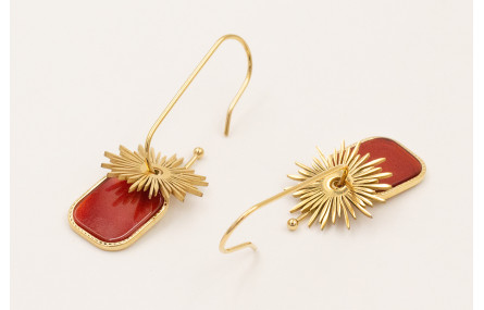 Pendientes gancho semicerrado con colgante piedra