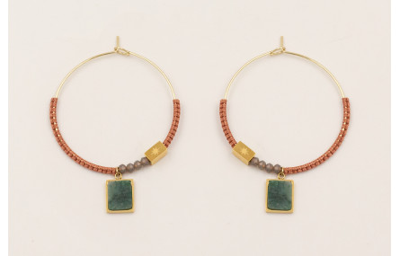 Pendientes aro grande acero inoxidable cosido hilo