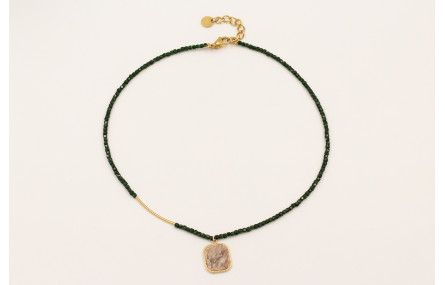 Collar cubos facetados cuarzo verde botella con tu