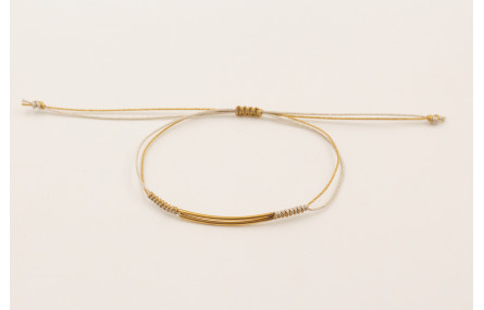 Pulsera nudo serpiente hilo metalicos dorado y pla