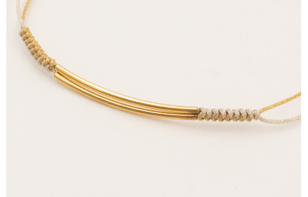 Pulsera nudo serpiente hilo metalicos dorado y pla