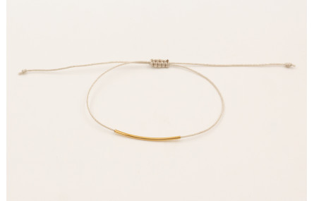 Pulsera hilo metalico plateado con tubo curvado de