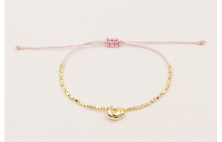 Pulsera hilo macramé lila koala dorado y facetadas