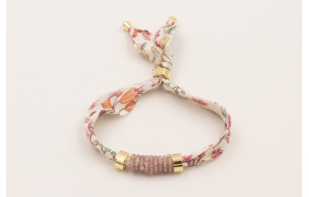 Pulsera lazo liberty ancho estampado flores lilas 
