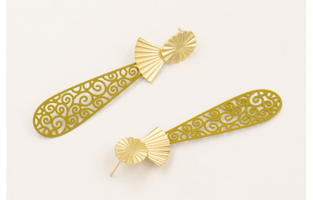 Pendientes perno ovalado abanico, triangulo plisad